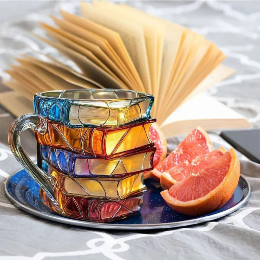 Glass Coffee Mug Book Spine Design - Image 3
