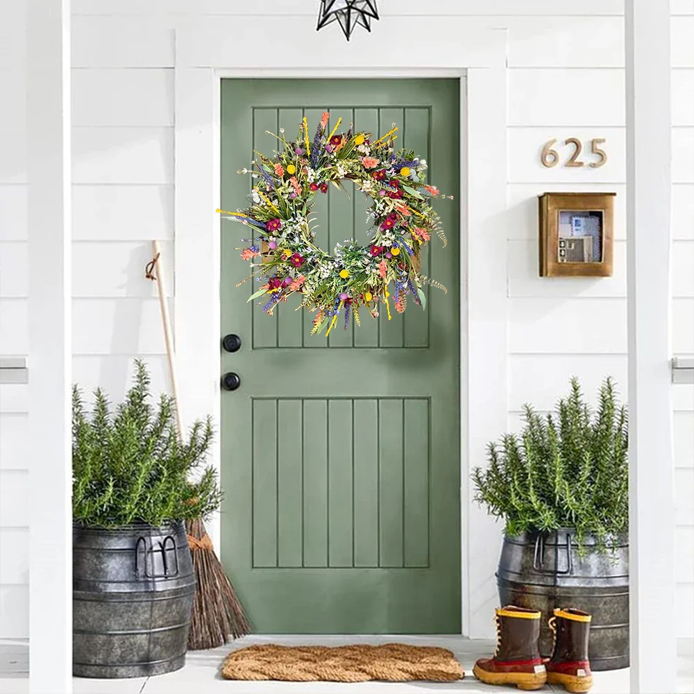 Vibrant Bloom Door Wreath | Handmade Floral Decor - Image 4